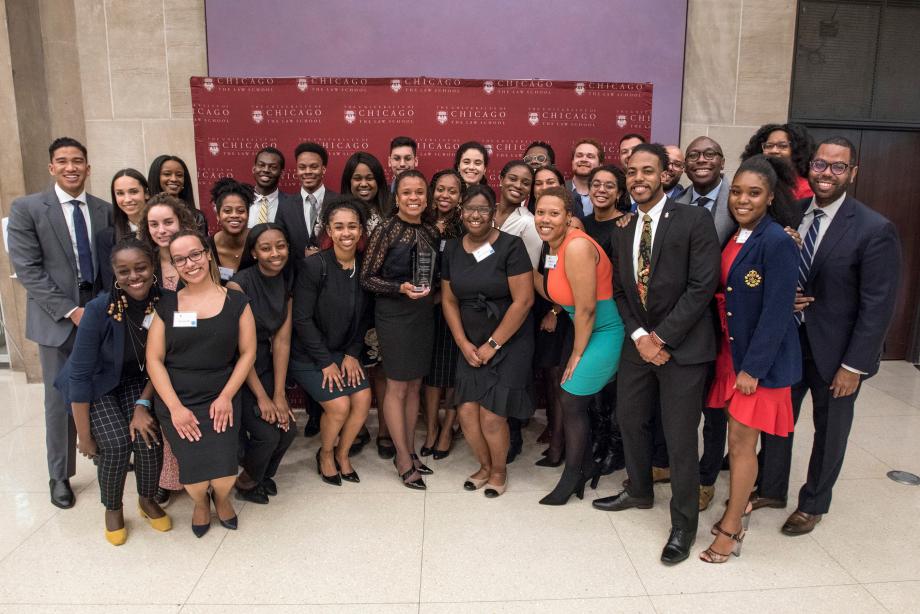 It has become tradition for all current BLSA members in attendance to take a big group photo with the honoree. 