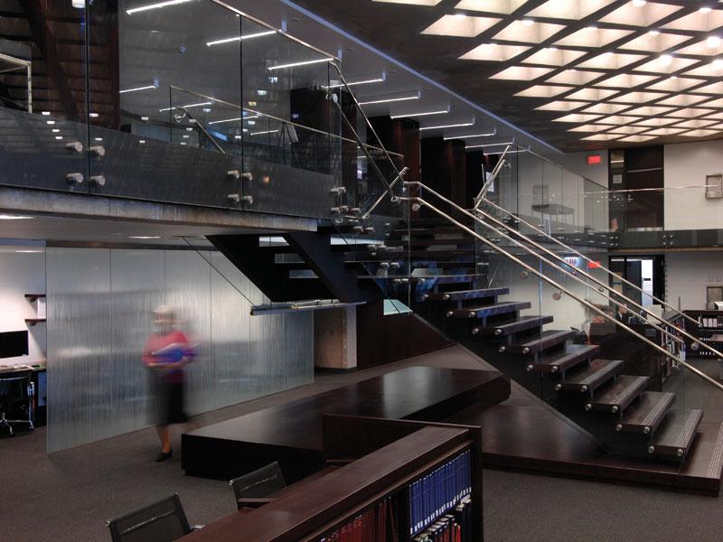 A staircase was added to join the library's first two floors.