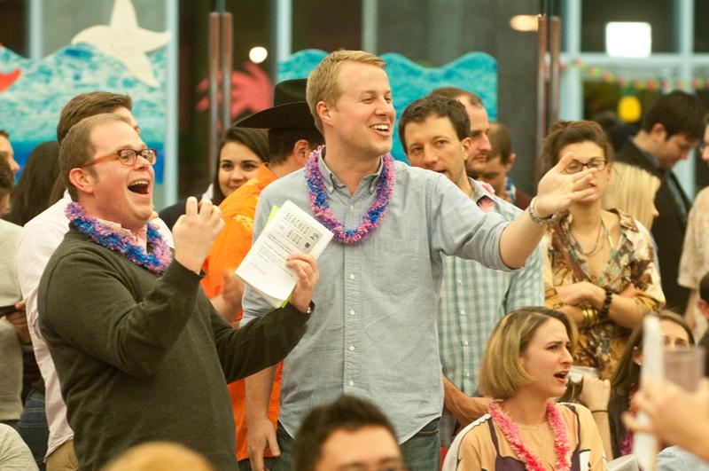 Many students teamed up for bidding on big-ticket items. Many students teamed up for bidding on big-ticket items.