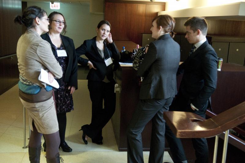 Moot court teams from the University of Chicago and Washington University in St. Louis