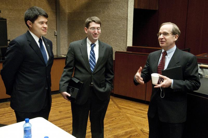 2nd Place Team Denny Ng and Shai Bronshtein, University of Chicago '12, with Professor Baird after the finals.