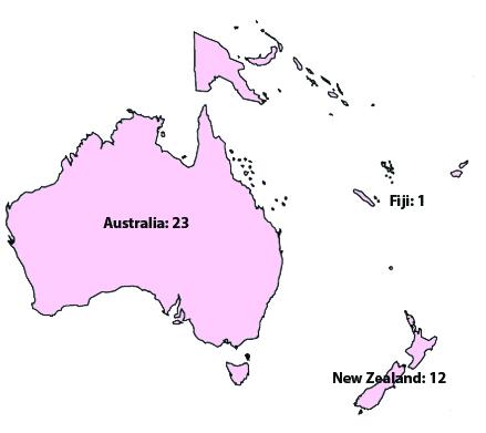 map of Australia and Oceania