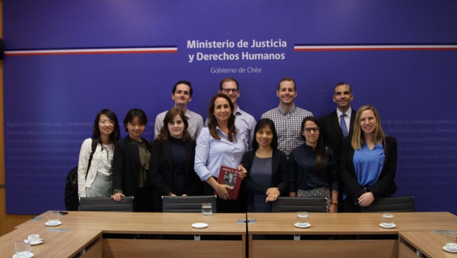 At Chile's Ministry of Justice and Human Rights, students met with Undersecretary  Lorena Recabarren and Chilean lawyer Oscar Zahri, LLM '01.