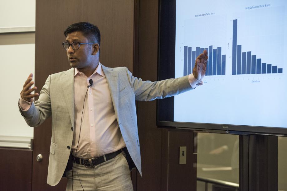 Professor Aziz Huq presented a faculty masterclass titled “Racial Equity in Algorithmic Criminal Justice.”