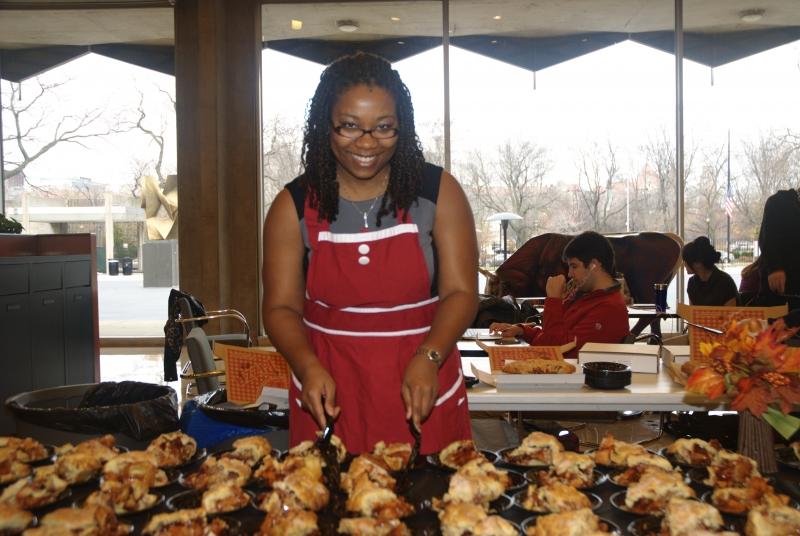 Associate Director of Admissions Annette Moore at her first Pie Day. Associate Director of Admissions Annette Moore at her first Pie Day.