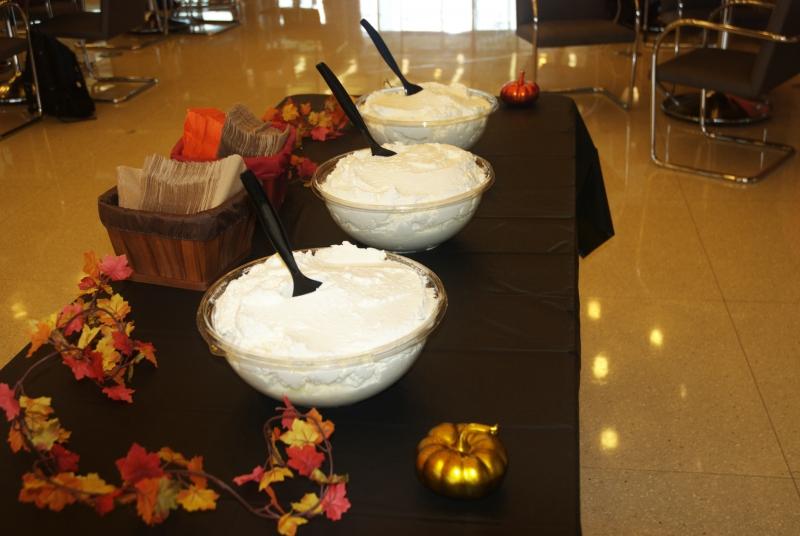 Three enormous tubs of whipped cream...will it be enough? Three enormous tubs of whipped cream...will it be enough?