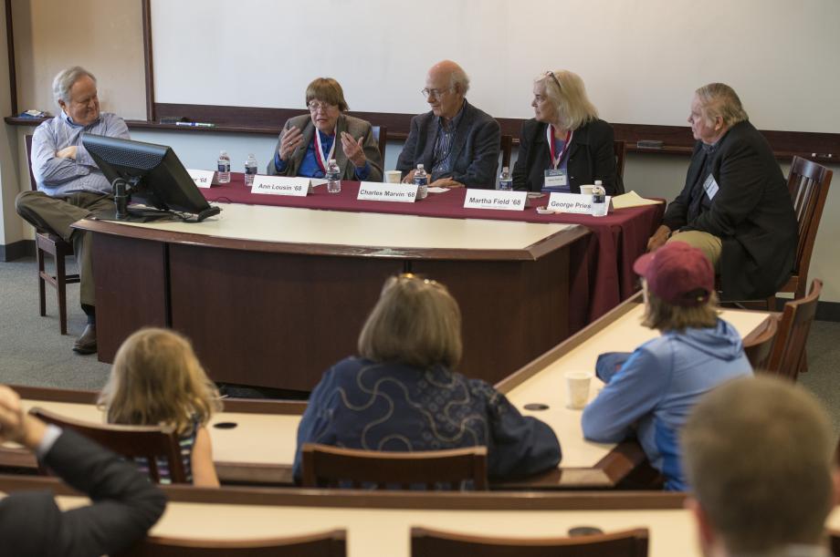 Reunion celebrants from all classes were invited to join in a panel discussion, hosted by the Class of 1968, about how the scope of legal education has changed. Reunion celebrants from all classes were invited to join in a panel discussion, hosted by the Class of 1968, about how the scope of legal education has changed.