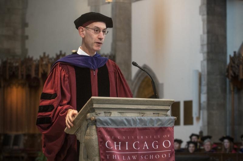 NBA Commissioner Adam Silver, '88, received the Distinguished Alumnus Award and spoke to graduates.