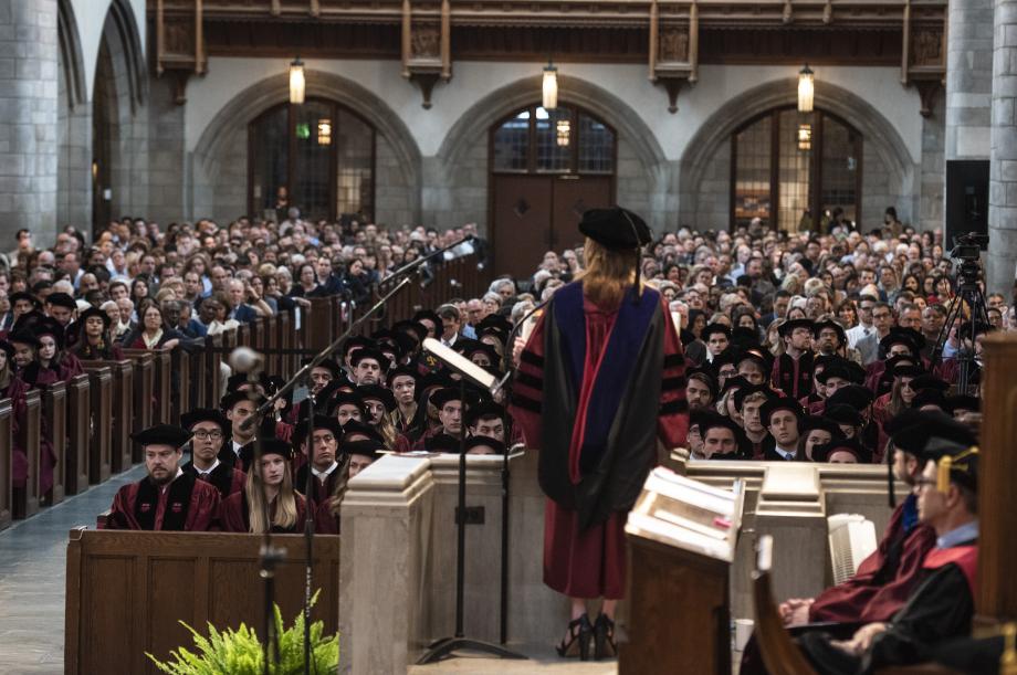 Adams told students: "Over the past three years, you’ve read hundreds of cases over what must have seemed like millions of hours. You’ve experienced the terror and the thrill of the cold call. And you’ve come out the other side even more impressive, more confident, and more sleep-deprived than you ever could have imagined. So let today be a day for celebration." Adams told students: "Over the past three years, you’ve read hundreds of cases over what must have seemed like millions of hours. You’ve experienced the terror and the thrill of the cold call. And you’ve come out the other side even more impressive, more confident, and more sleep-deprived than you ever could have imagined. So let today be a day for celebration."