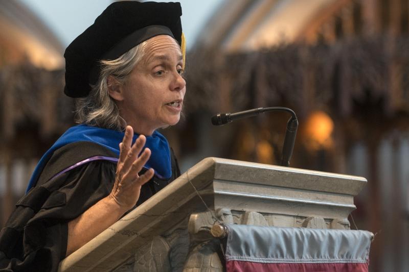 Emily Buss, the Mark and Barbara Fried Professor of Law, also addressed the Class of 2016. Emily Buss, the Mark and Barbara Fried Professor of Law, also addressed the Class of 2016.