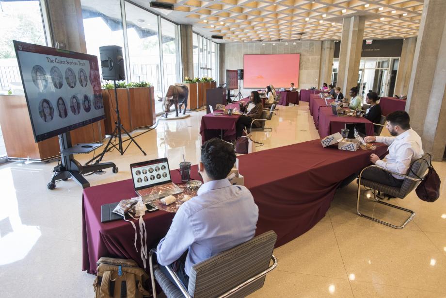 The program also introduces new students to the wide range of student services available at the Law School. Among other things, students learned about the Dean of Students Office, Library Services, and, pictured above, Career Services at the Law School.