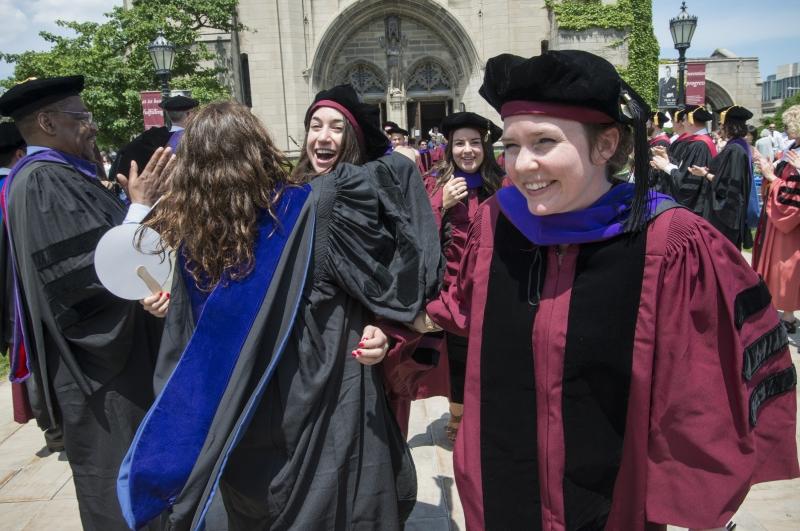 The new graduates celebrated before heading back to the Law School.