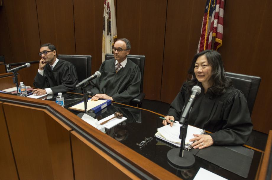 The panel included Judge Manish S. Shah, '98, of US District Court for the Northern District of Illinois, Judge William J. Kayatta, Jr. of the US Court of Appeals for the First Circuit, and Judge Lucy H. Koh of the US District Court for the Northern District of California.