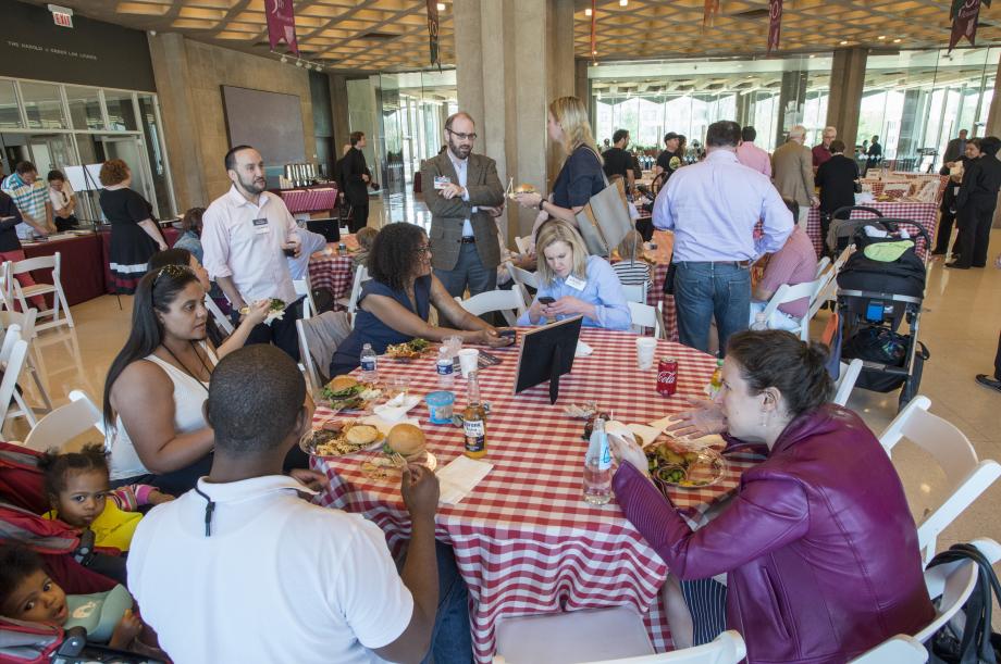 Alumni enjoyed a relaxing picnic lunch with their classmates and families in the Green Lounge.