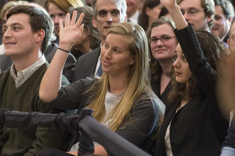 After the event, Alison Frost, '18, said, "It was incredible—not only because I was sitting a few feet away from the President of the United States, but also because of the palpable sense of community in the room." 