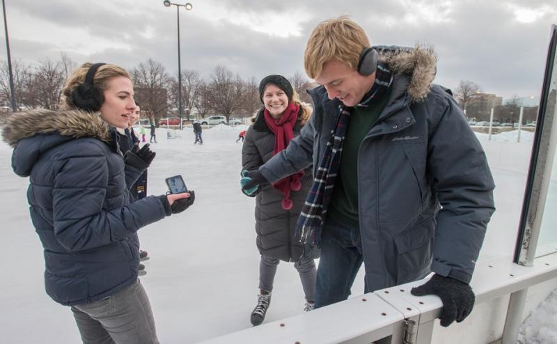 Jonathan Hawley, ’17, from San Diego, ice skated for the first time.