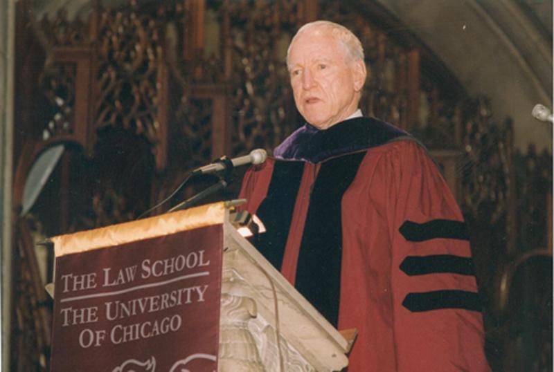 Jim Hormel speaking at graduation in 2002.