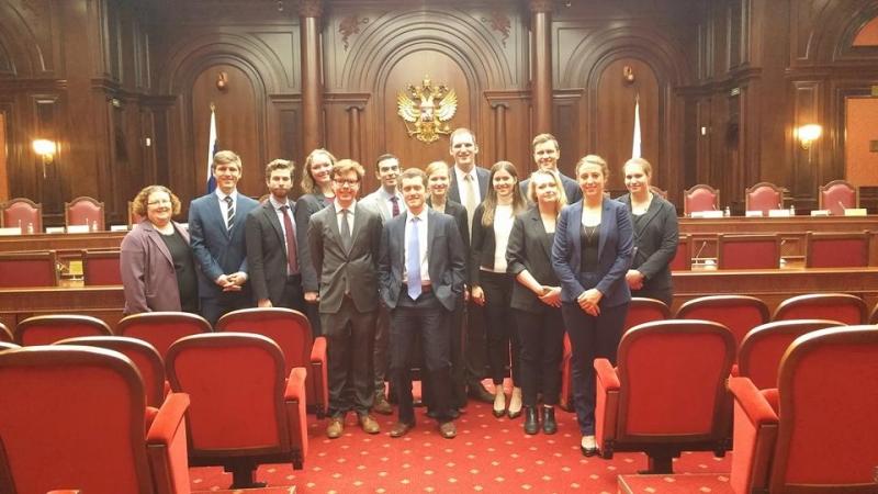 The group, which included Associate Dean of Communications Marsha Ferziger Nagorsky, '95, toured  the Russian Constitutional Court in St. Petersburg.