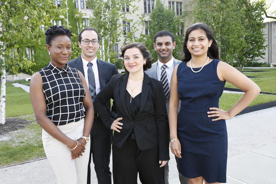 Five graduating students 