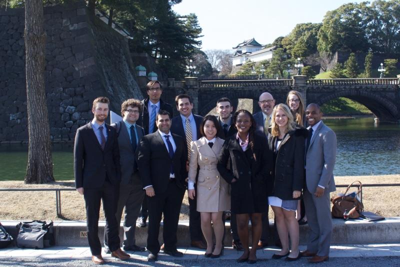 The students, accompanied by Deputy Dean Tom Ginsburg, the Leo Spitz Professor of International Law, passed by the Tokyo Imperial Palace en route to visiting the Japanese Supreme Court. The students, accompanied by Deputy Dean Tom Ginsburg, the Leo Spitz Professor of International Law, passed by the Tokyo Imperial Palace en route to visiting the Japanese Supreme Court.