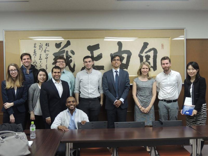 The group gathered for a photo after a discussion of the Japanese governmental compensation program established after the Fukushima nuclear disaster. The group gathered for a photo after a discussion of the Japanese governmental compensation program established after the Fukushima nuclear disaster.