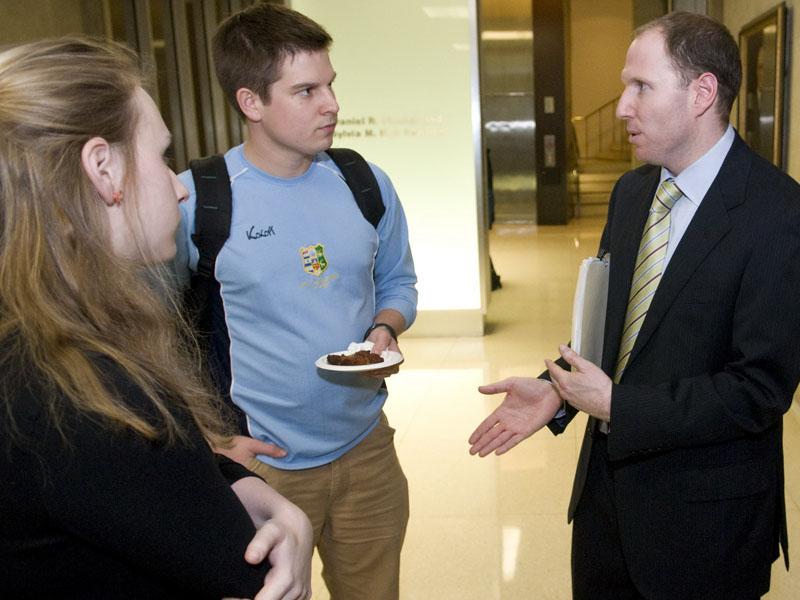 Assistant Professor Jacob Gersen after delivering the annual Coase Lecture.