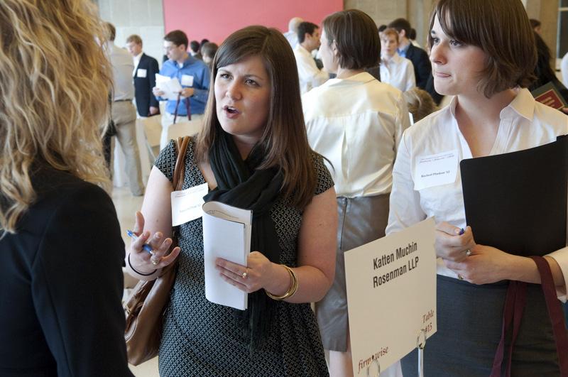 Students chat with representatives from firms all around the country.