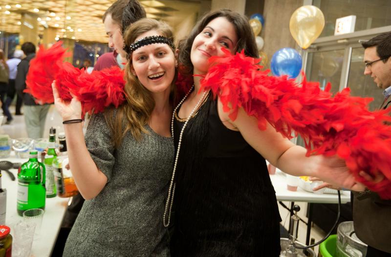 A festive feather boa added to the evening's fun.