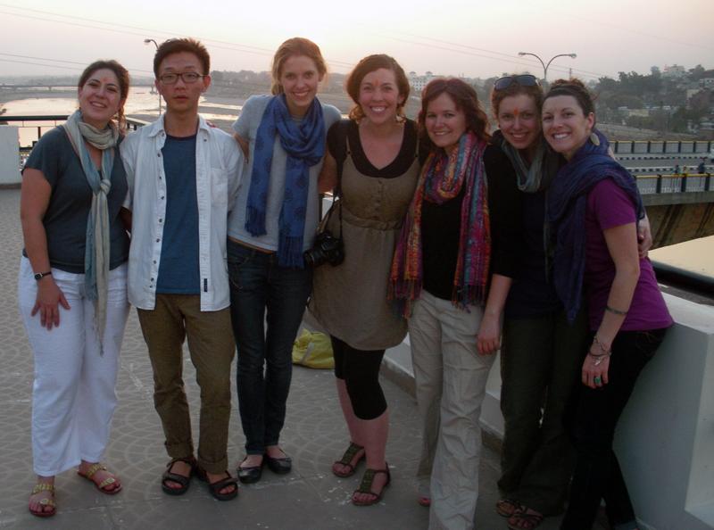 University of Chicago students pose near the Tawi River in Jammu, India.