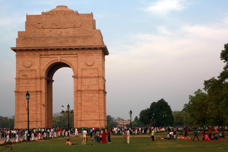 The students visited historical sites in India, including the India Gate in New Delhi. India Gate