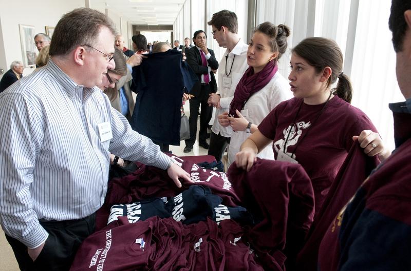 During breaks, alumni had the opportunity to purchase Law School t-shirts and sweatshirts to benefit the Chicago Law Foundation. During breaks, alumni had the opportunity to purchase Law School t-shirts and sweatshirts to benefit the Chicago Law Foundation.