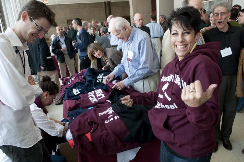 An alum and her new UChicago Law sweatshirt.