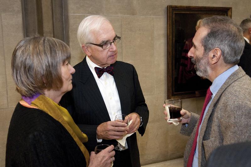 Lecturer-in-Law Gerald Rosenberg (right) and two guests at the lecture.
