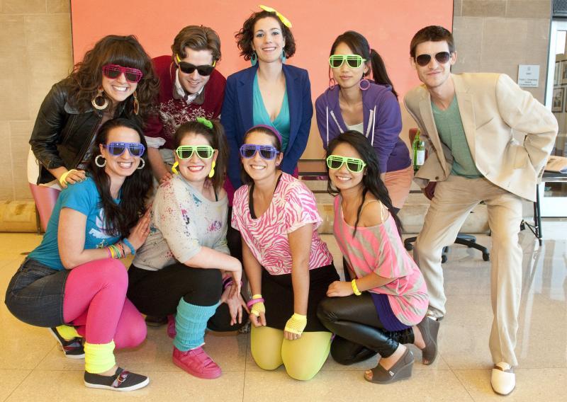 Students show off their 80's fashion at the "New Kids on the BlAuction"