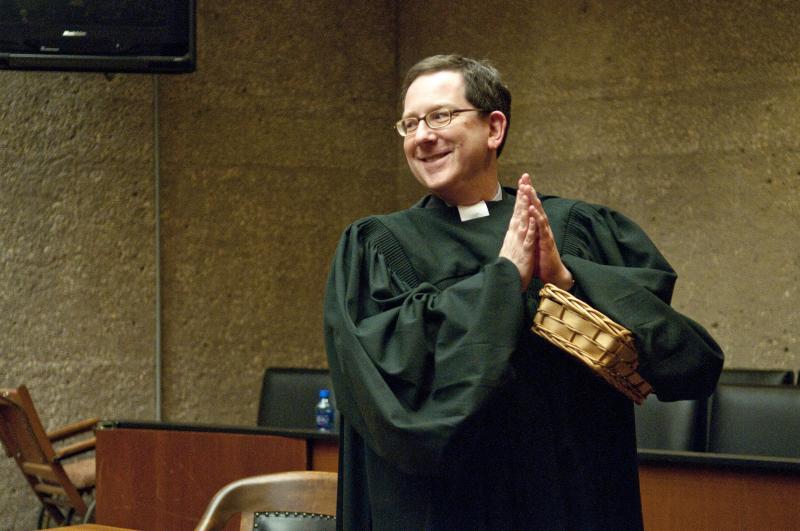 Dean Michael Schill stands in as the preacher in "The Dodger"