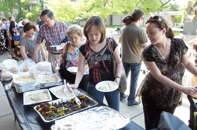 The graduating students and their families enjoyed one last Wine Mess.