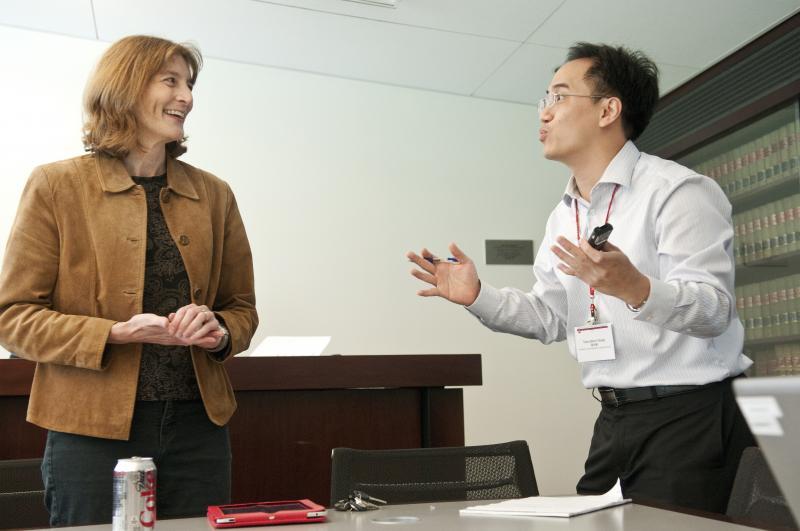 Professor Lee Fennell listened to students present their own research. Professor Lee Fennell listened to students present their own research.