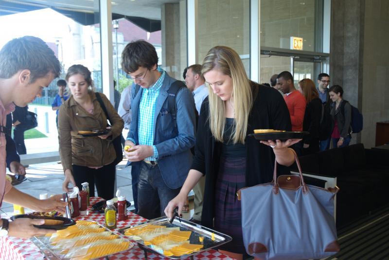 In the South Green Lounge, a barbeque was underway. In the South Green Lounge, a barbeque was underway.