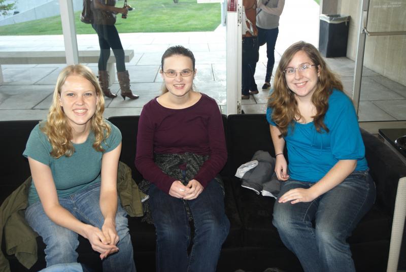 Rebecca Rickett, '15, on the left, with new classmates. 