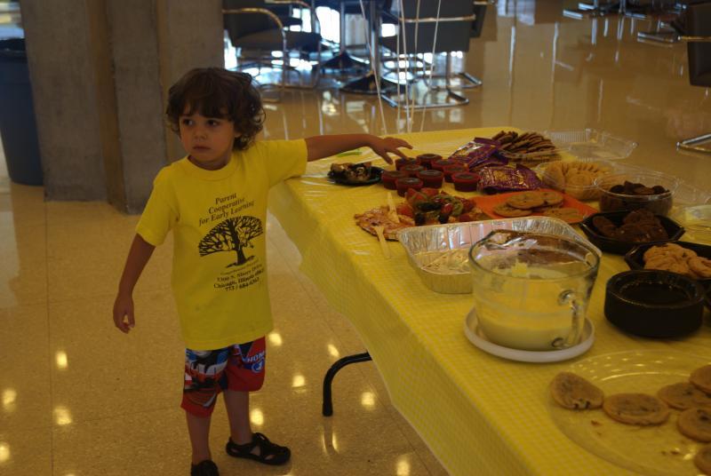 The dessert table was impressive, covered in cookies and brownies. 