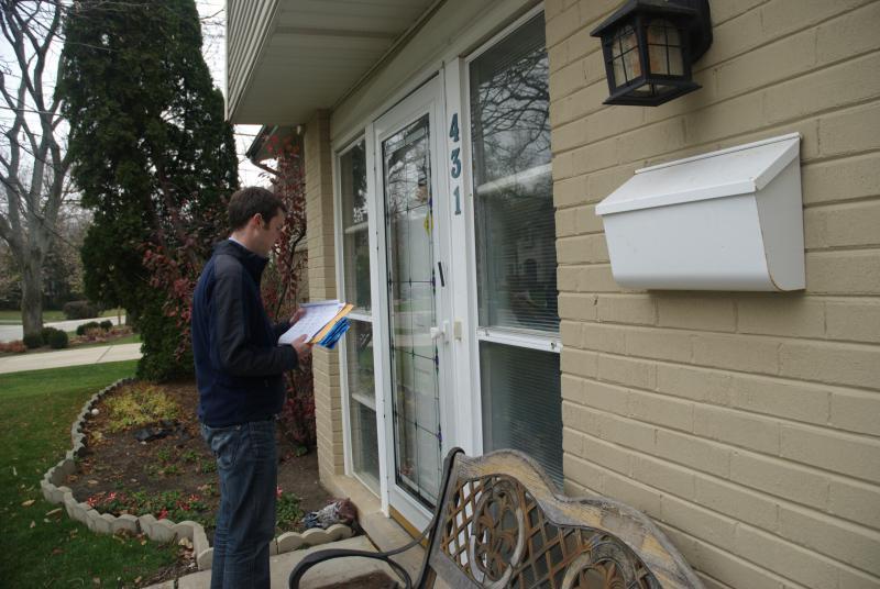 David Kurczewski went door-to-door for congressional candidate Brad Schneider. 