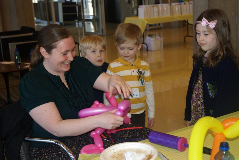 Balloon artist Erin Whalen, '13, shared her talent with the kids.