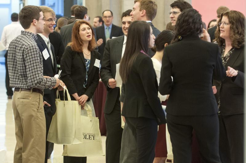 The Green Lounge was crowded with 1Ls eager to meet as many firms as possible.