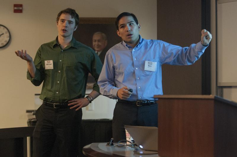 Michael Lanahan, '14, and Ben Montañez, ’13, on hiring workers. 