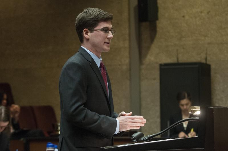 Casey McGushin, '13, presents his oral argument in Kachalsky v. Cacace.