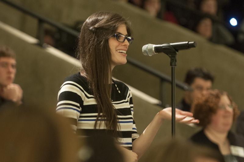 Brittany Gorin, '15, asked Ginsburg for advice about the women's movement today.