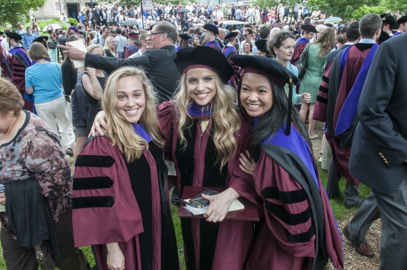 Graduates cherished final moments with their law school buddies. 