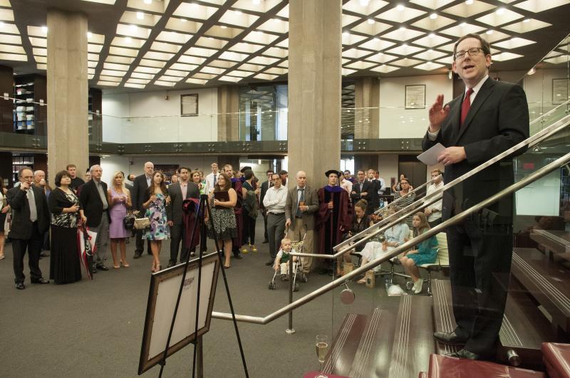 In the library, Dean Schill honored the Kirkland & Ellis Scholars. 