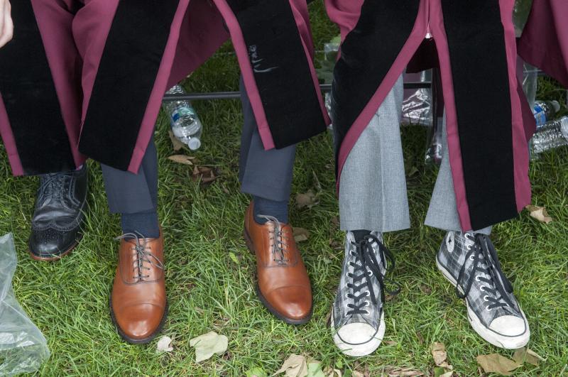The footwear was as varied as the graduates wearing it. The footwear was as varied as the graduates wearing it.