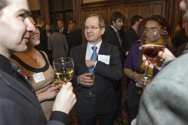Professor Douglas Baird socializes with students. Professor Douglas Baird socializes with students.